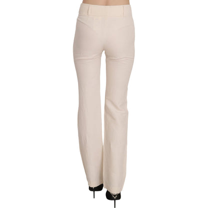 LAUREL White High Waist Silk Blend Flared Dress Trousers Pants