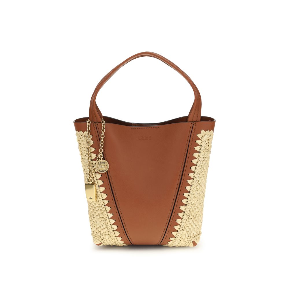Chloé Beige The Spin raffia Bucket Bag