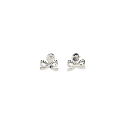 Self-Portrait Silver Brass Earrings with bow design, adorned with crystals and faux pearls, elegant for evening wear, SS26 collection.