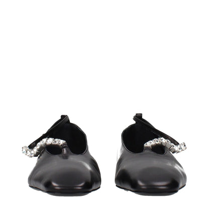 Jil Sander Black Leather Ballet Flats