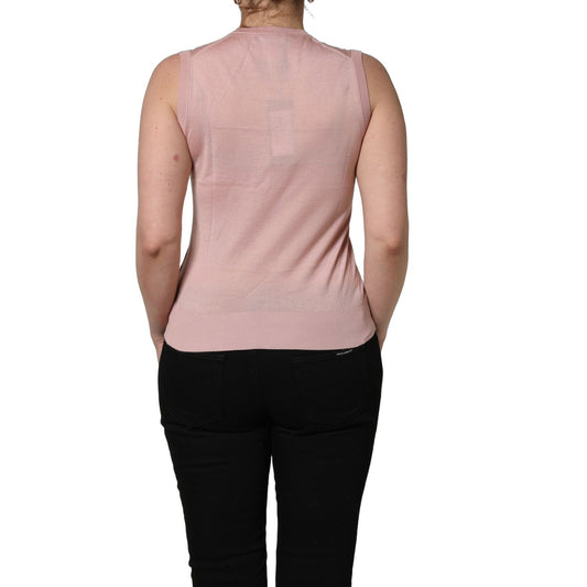 Dolce & Gabbana Pink Sleeveless Cashmere Knitted Tank Top