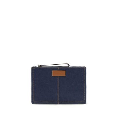 Fendi Blue Cotton Clutch Bag