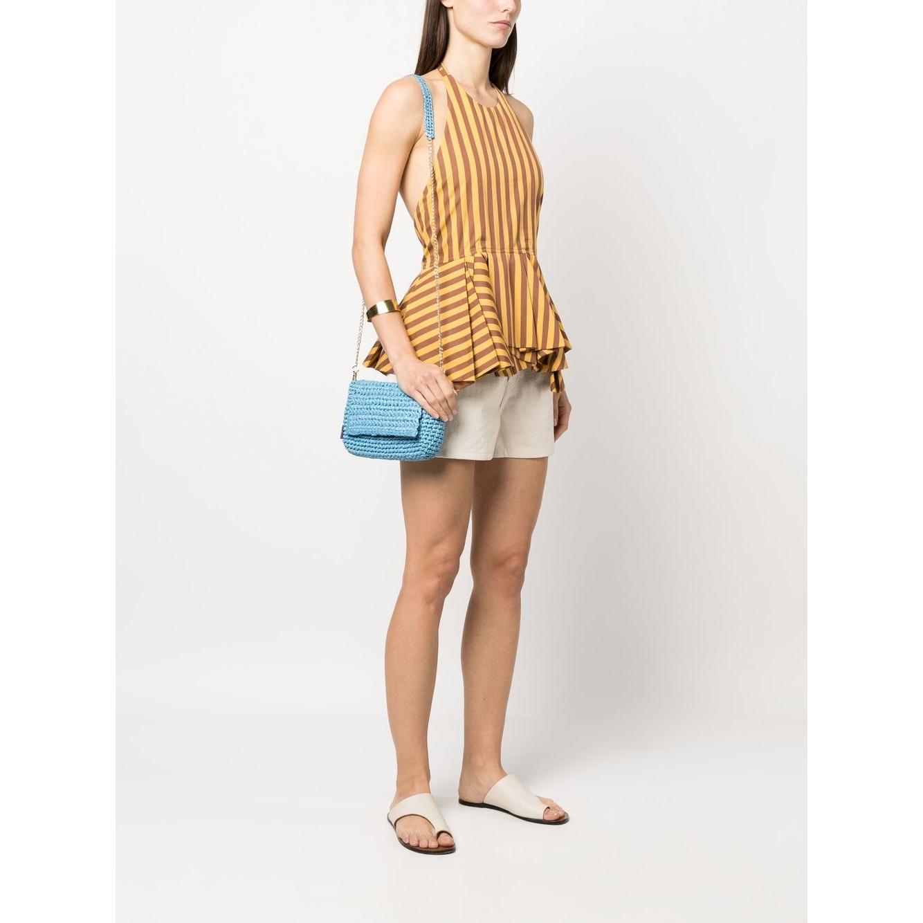 Front view with bag zipped and handles upright.