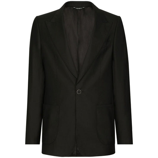 Dolce & Gabbana one-button tailored men blazer Black Jackets Dolce & Gabbana Black