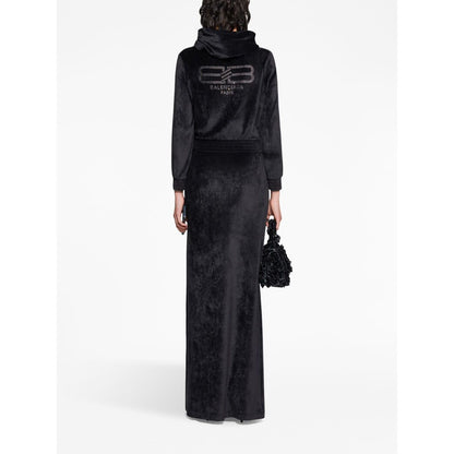 Balenciaga Crystal embellished velvet zip-up hoodie Topwear