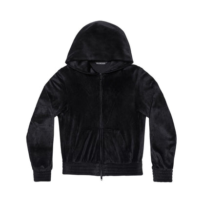 Balenciaga Crystal embellished velvet zip-up hoodie Topwear