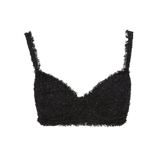 Balenciaga Tweed Top Topwear Balenciaga Black