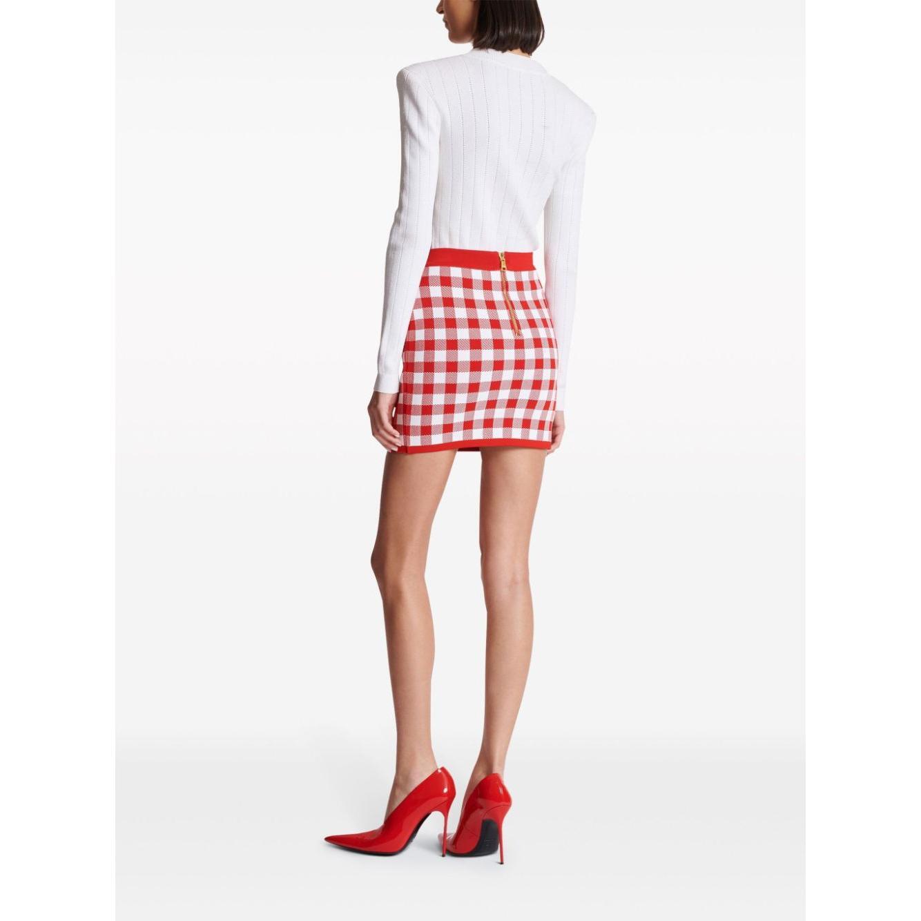 Balmain Gingham fine-knit miniskirt CF1LB292KF51MEF