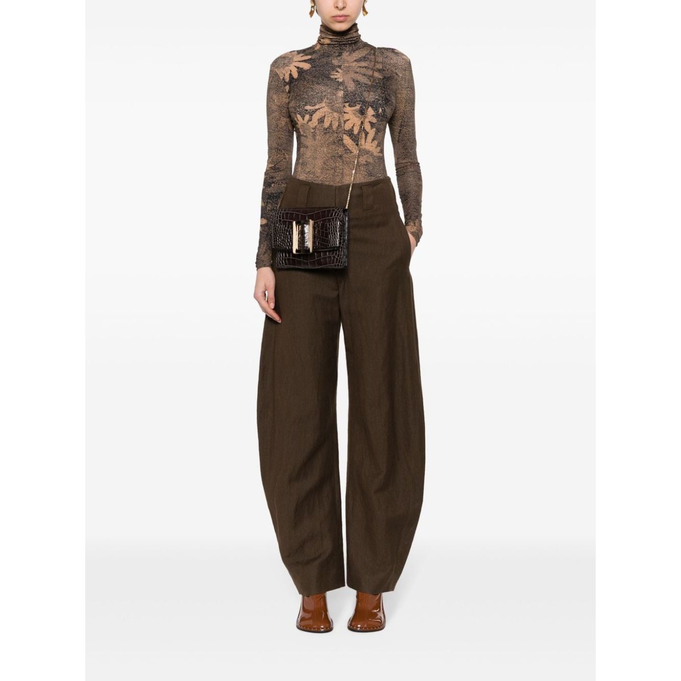 Boyy Buckle travel case croco embossed leather clutch bag Clutches