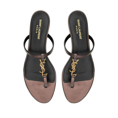 Saint Laurent Cassandre leather thong sandals Sandals