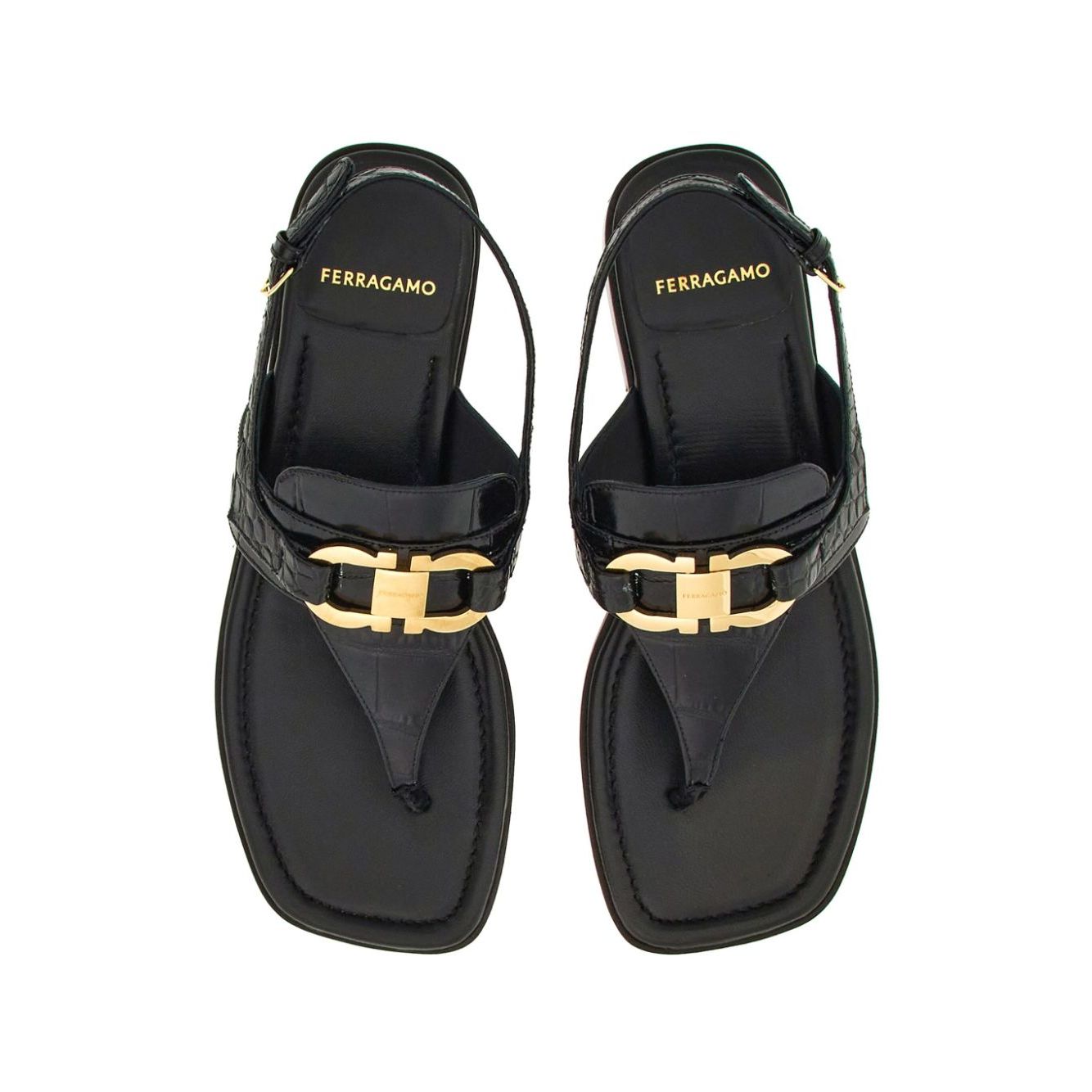 Ferragamo Gancini-buckle Leather Sandals