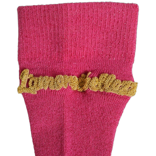 Dolce & Gabbana Pink Embroidered Cotton Mid Calf Accessory Socks