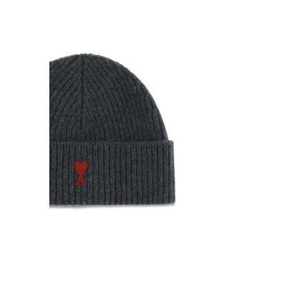 Ami Paris Gray Wool Oves Aries Beanie