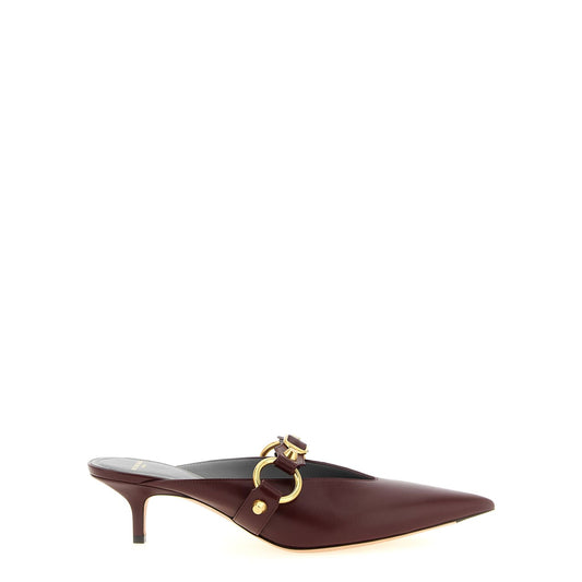 Balenciaga Bordeaux Calfskin Mid Heel Pumps