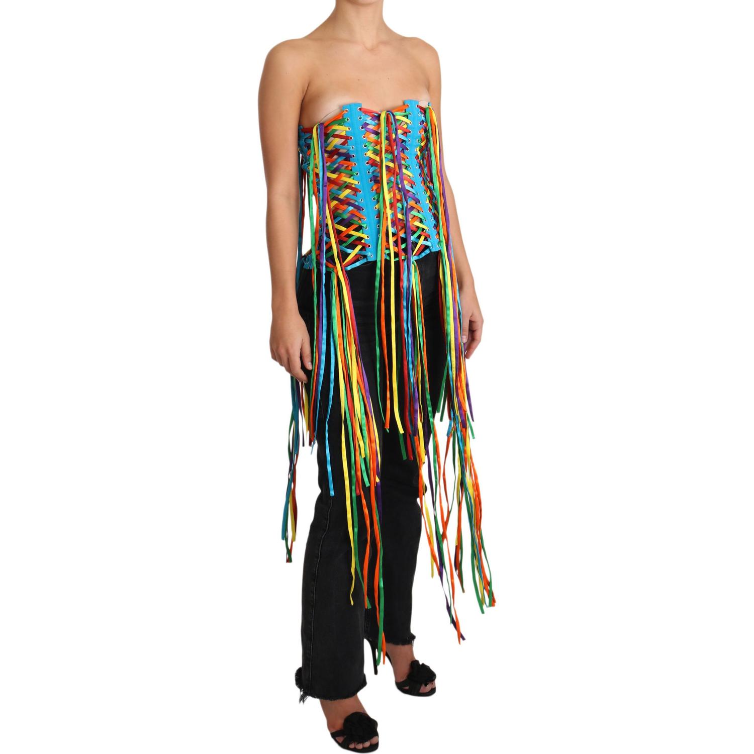 Dolce & Gabbana Multicolor Strings Bustier Polyester Corset  Top