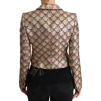 Dolce & Gabbana Gold Floral Sequined Blazer Coat Jacket Coats & Jackets