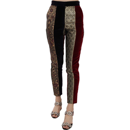 Dolce & Gabbana Elegant Multicolor Jacquard Cropped Pants Dolce & Gabbana Black