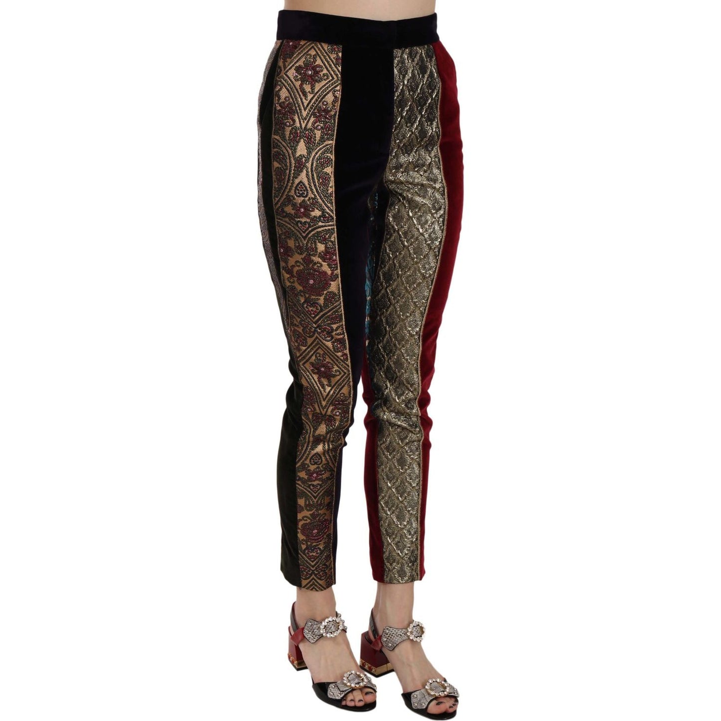 Dolce & Gabbana Multicolor Jacquard Cropped Tapered Pants