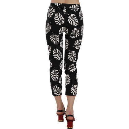 Dolce & Gabbana Black Palm Leaf Print Skinny Pants Jeans & Pants