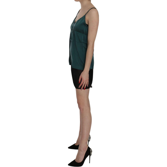 PINK MEMORIES Silk Green Spaghetti Strap Shift Mini Dress TSH3471-42