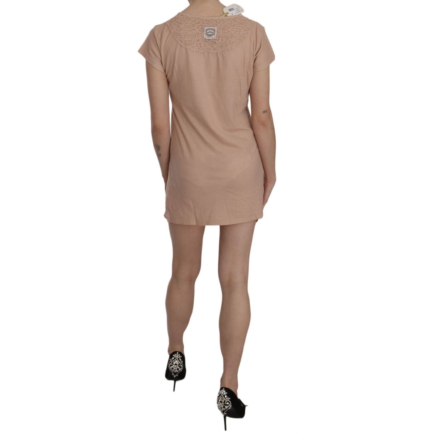 粉色蕾丝直筒迷你连衣裙 - 释放优雅气质