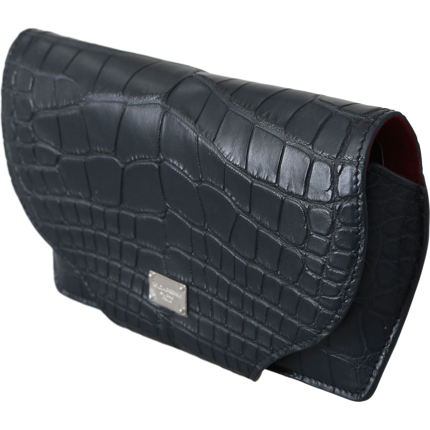 حقيبة نظارات دولتشي آند غابانا الأنيقة المصنوعة من جلد التمساح باللون الأزرق