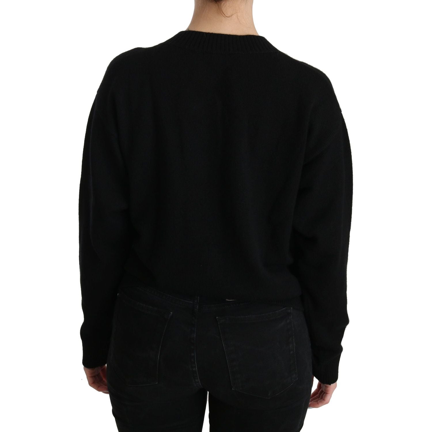 Dolce & Gabbana Black Button Embellished Cardigan Sweater