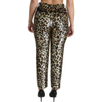 Dolce & Gabbana Brown Leopard Sequined High Waist Pants PAN70872-38