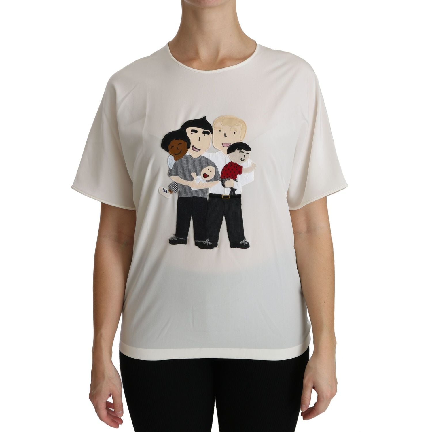 بلوزة دولتشي آند غابانا الأنيقة المصنوعة من مزيج الحرير ذات الرقبة المستديرة