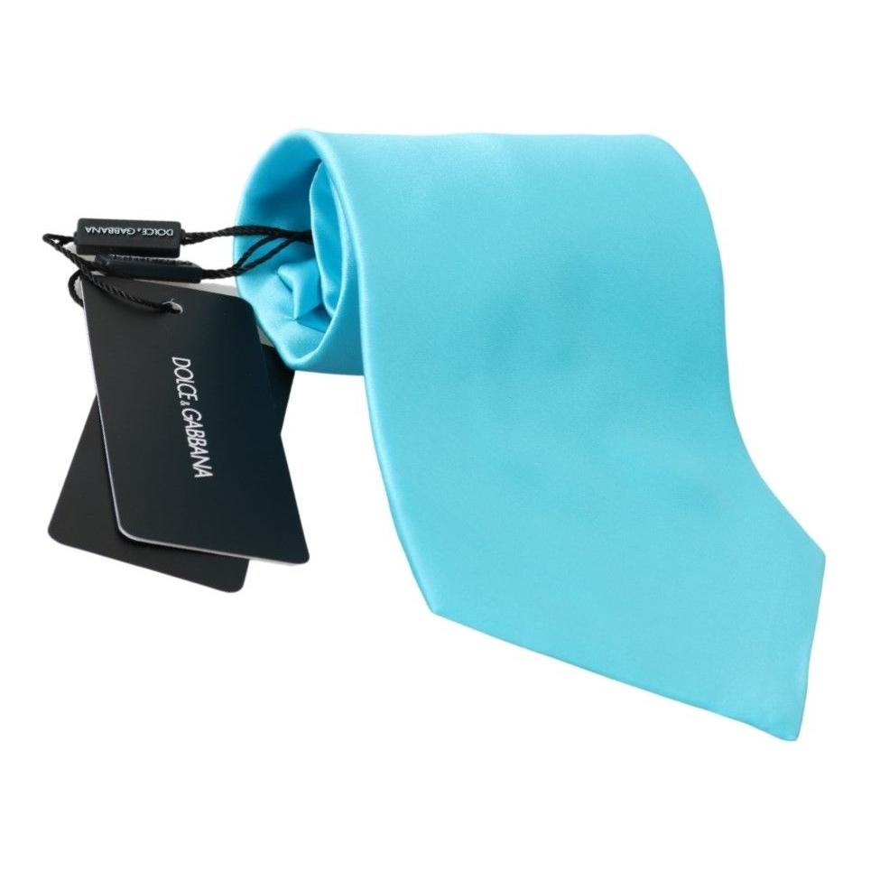 Dolce & Gabbana Light Blue Wide Mens Necktie Accessory 100% Silk Tie