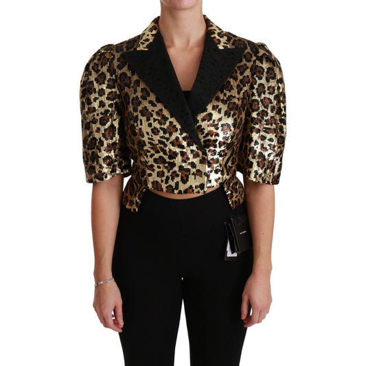 Dolce & Gabbana Blazer Gold Leopard Sequined Jacket Coats & Jackets