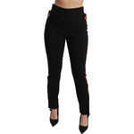 Dolce & Gabbana Black Skinny Stretch Fox Head Cotton Pants PAN70926-40