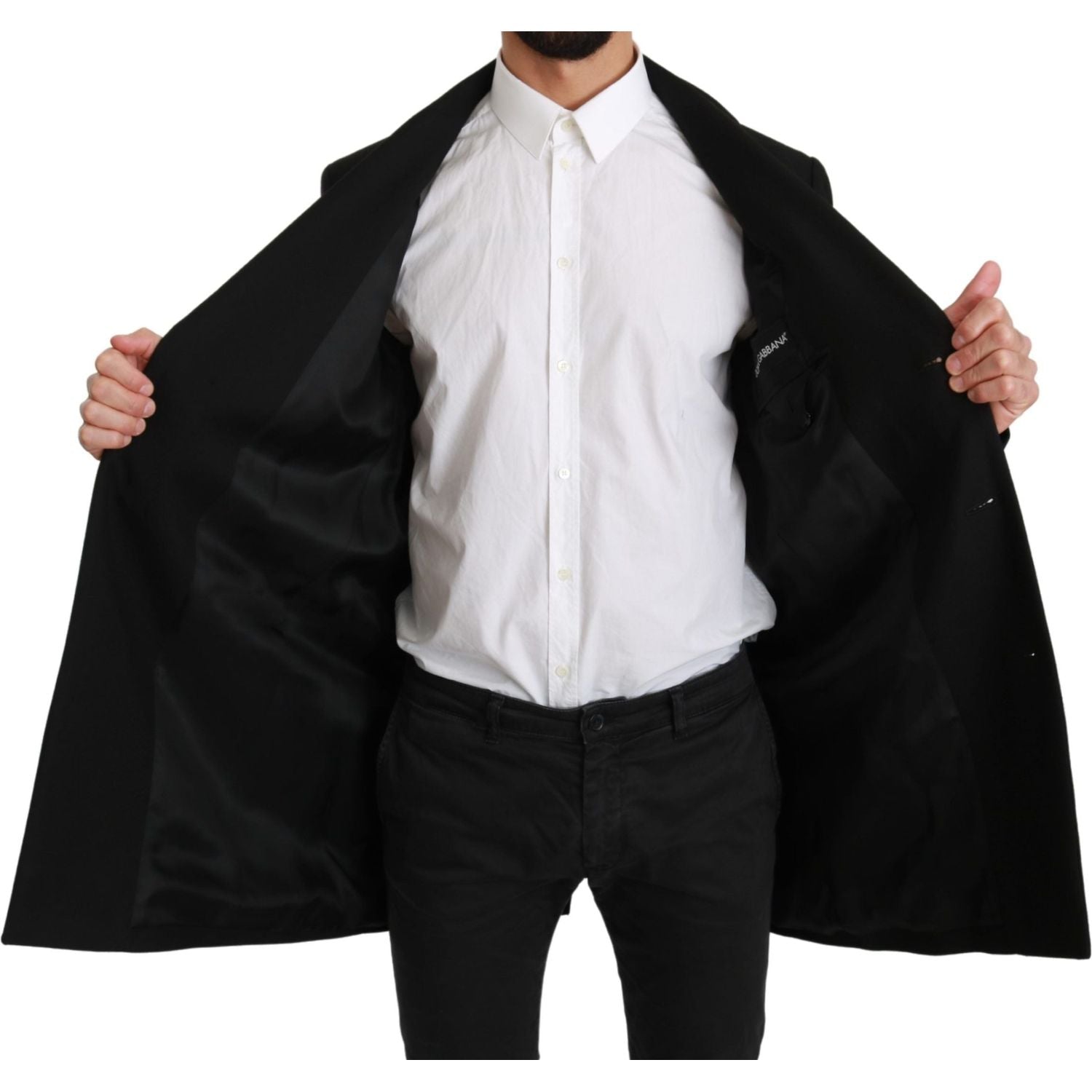 优雅黑色羊毛正装西装外套