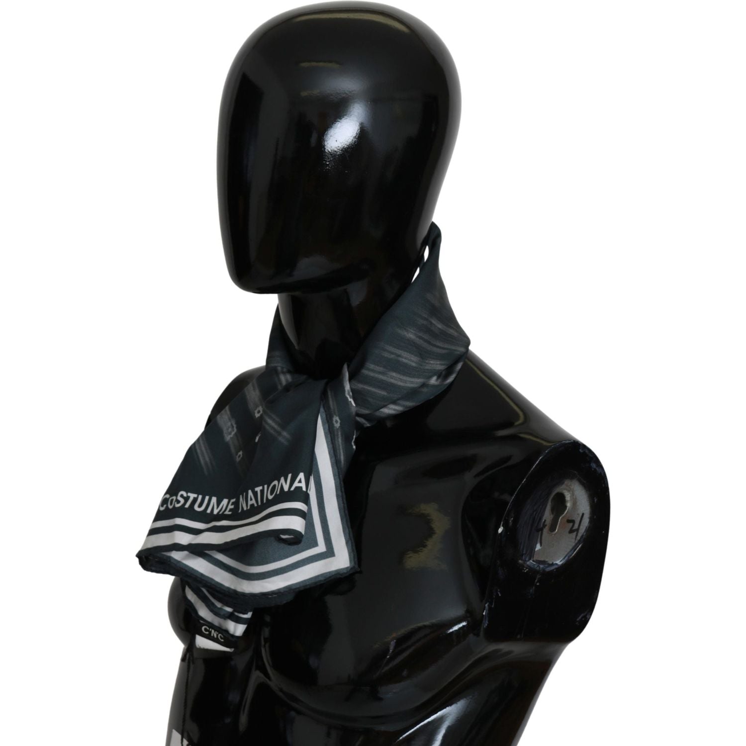 优雅丝绸印花蓝色围巾