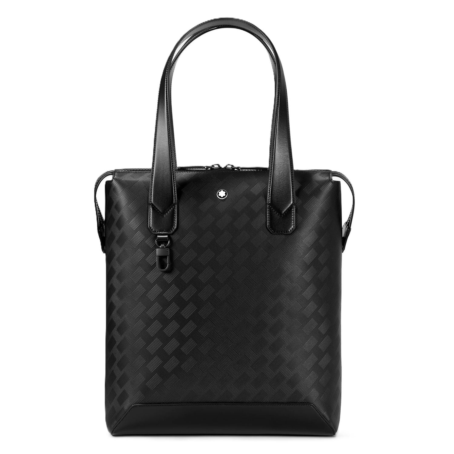 Front view with bag zipped and handles upright.