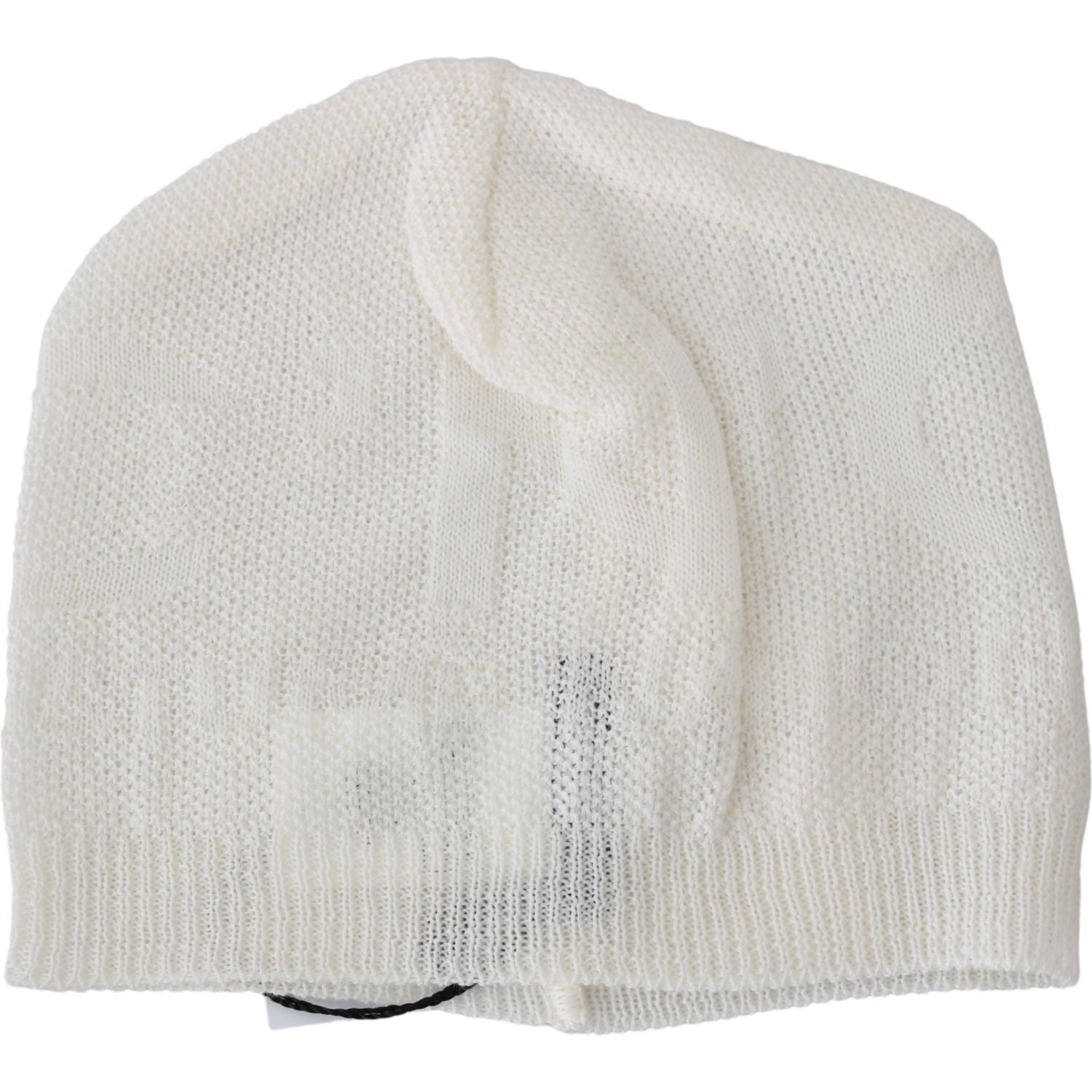 Costume National Beanie White Wool Blend Branded Hat