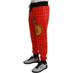 Dolce & Gabbana Red Piggy Bank Cotton Crystal Trousers Pants PAN70957-44