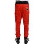 Dolce & Gabbana Red Piggy Bank Cotton Crystal Trousers Pants PAN70957-44