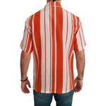 Dolce & Gabbana Orange Silk Striped Short Sleeve White Shirt TSH4655-38