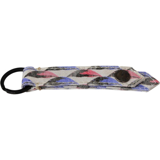 Costume National White Ring Branded Textile Keychain Keychain
