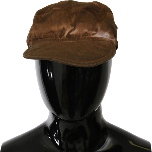 Costume National Brown Newsboy Beret Cabbie Fedora Hat