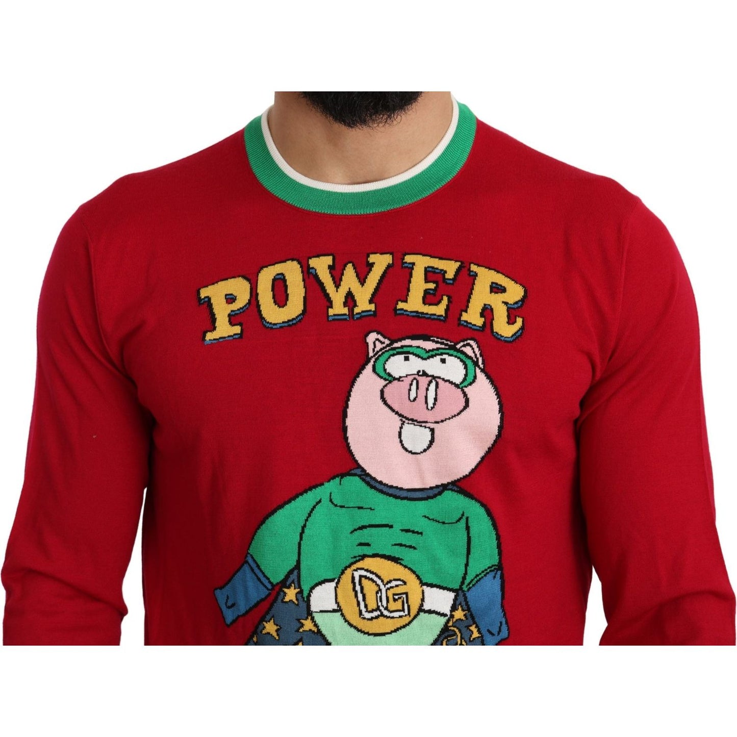 Dolce & Gabbana Red Wool Silk Pig of the Year Sweater