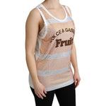 Dolce & Gabbana White Orange Crystal Sleeveless Tank Cotton Top TSH5139-40