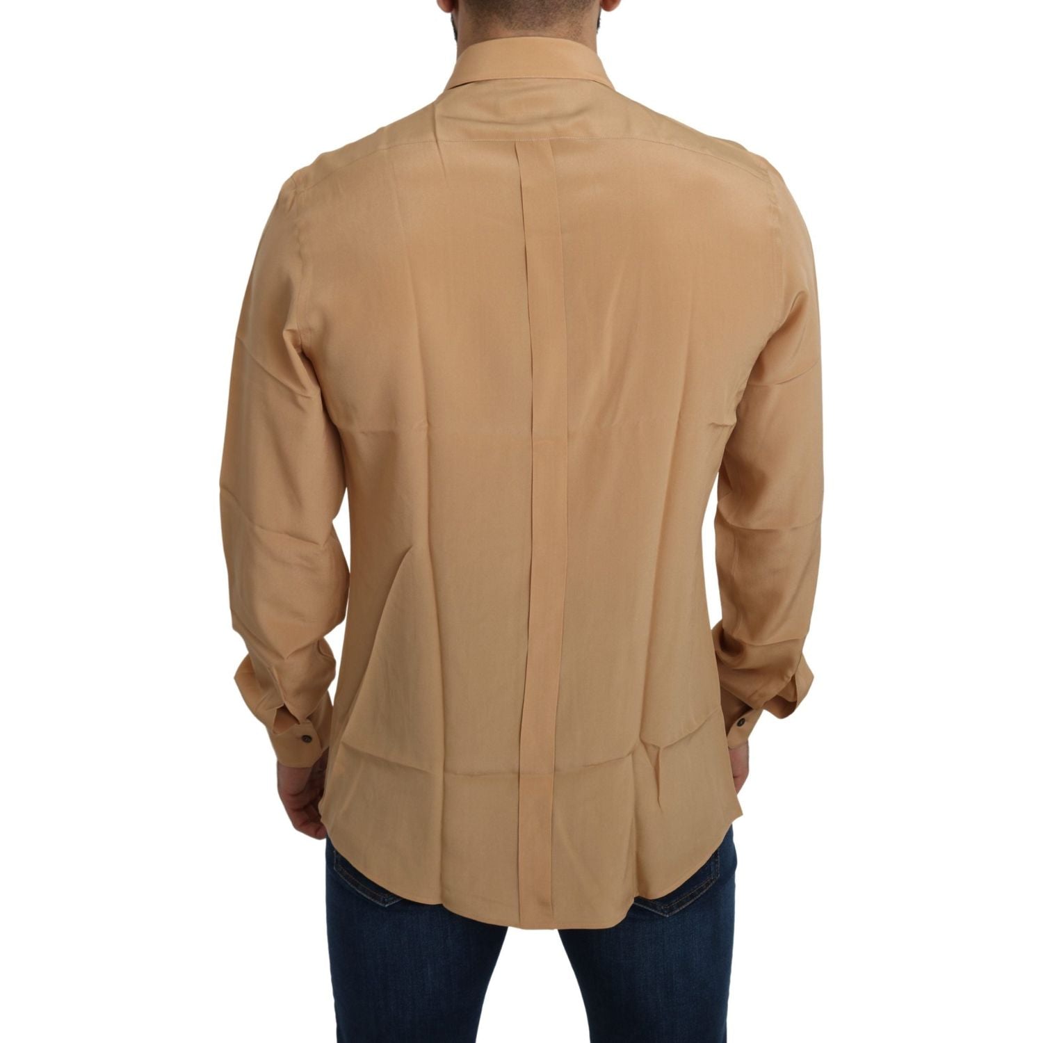 优雅黄色真丝男士正装衬衫