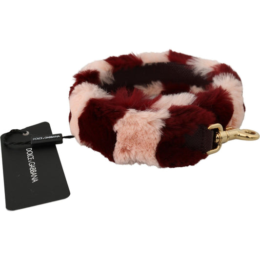 Dolce & Gabbana Pink Red Lapin Fur Accessory Shoulder Strap BEL60718