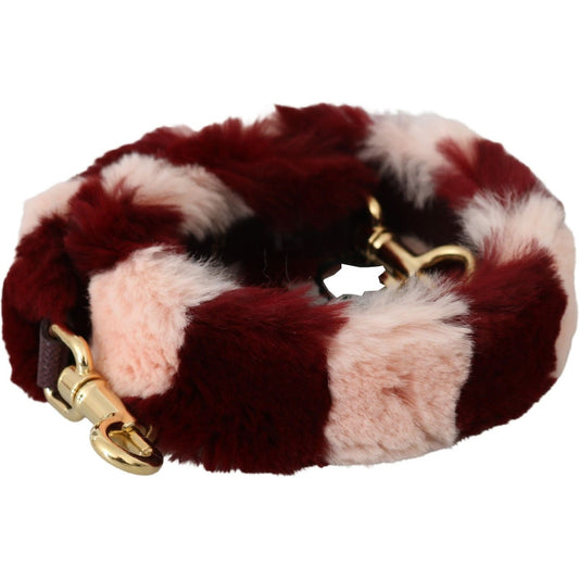 Dolce & Gabbana Pink Red Lapin Fur Accessory Shoulder Strap BEL60718