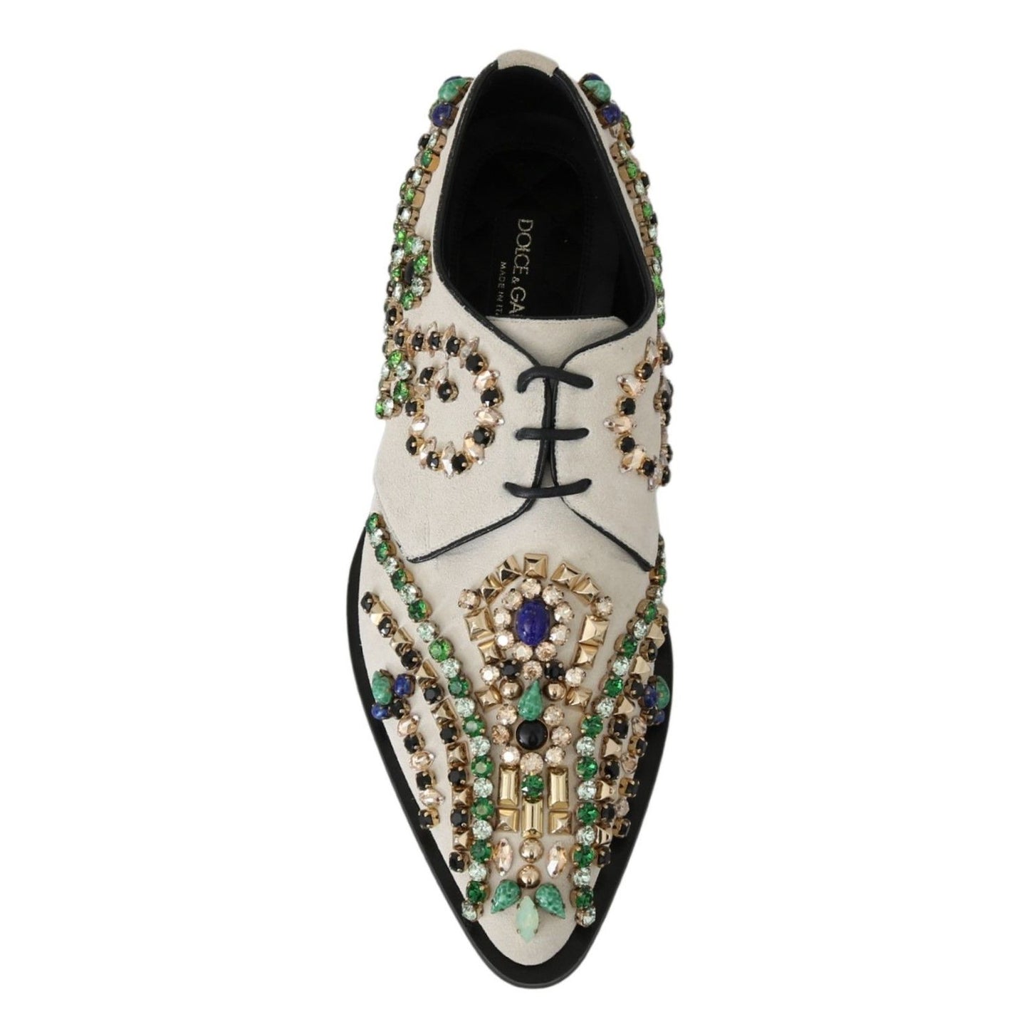 Dolce & Gabbana White Suede Crystal Dress Broque Shoes