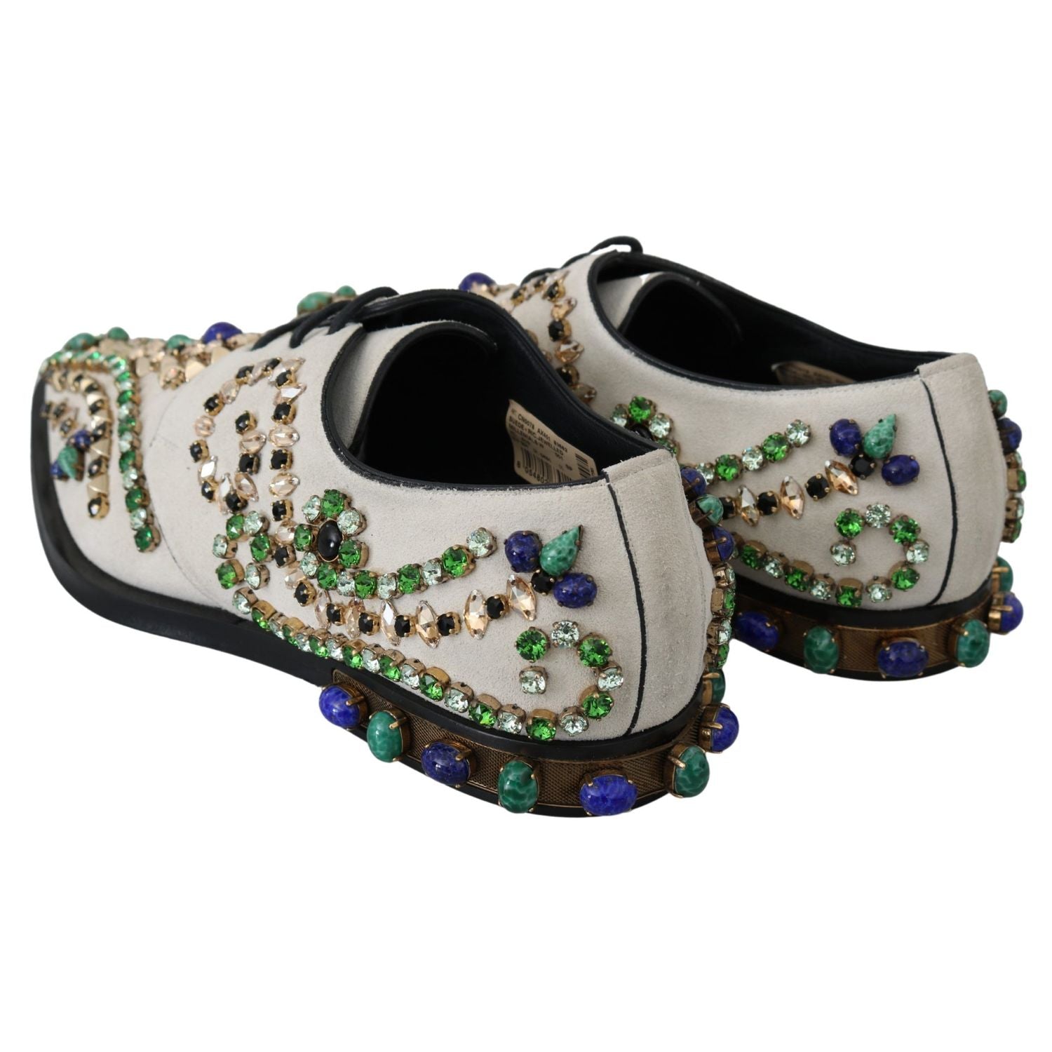 Dolce & Gabbana White Suede Crystal Dress Broque Shoes