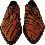 Dolce & Gabbana Orange Pony Hair Formal Dress Broque Shoes LA7208-41