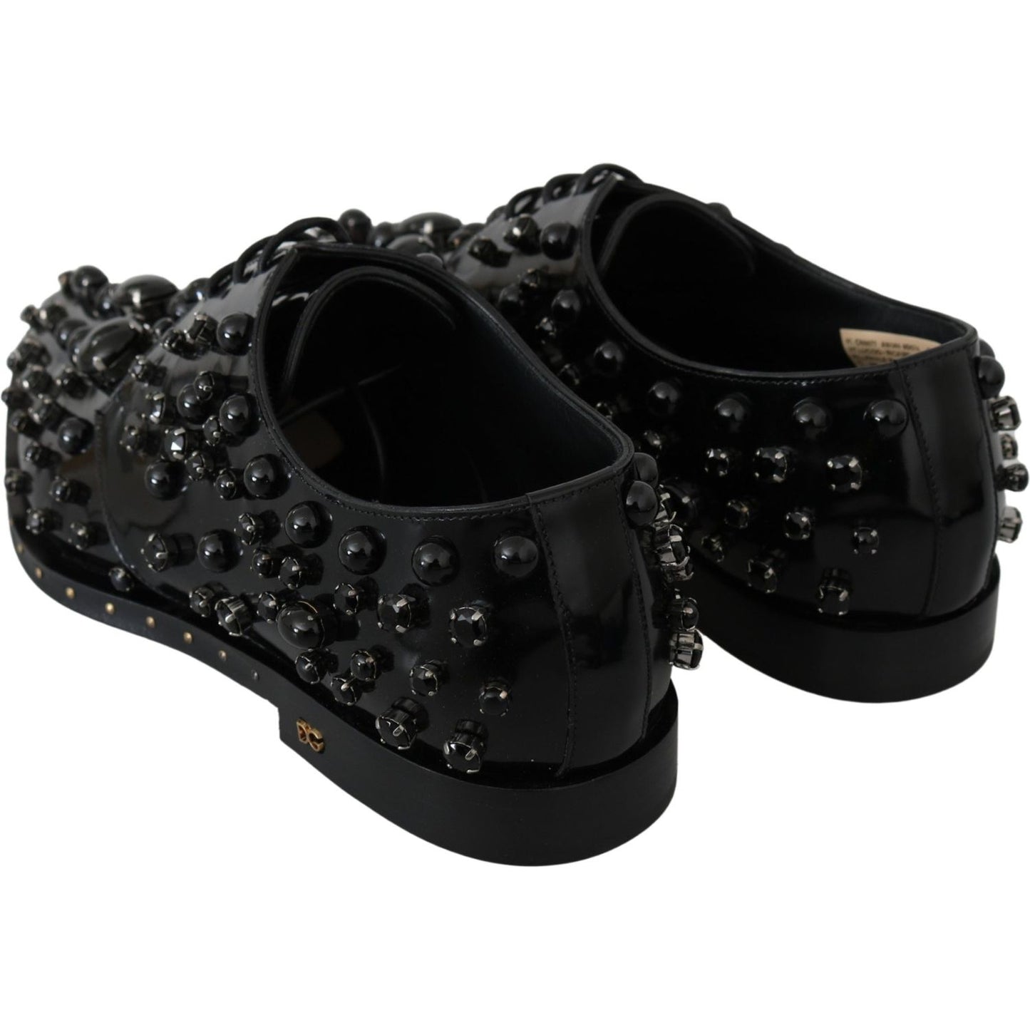 Dolce & Gabbana Black Leather Crystals Dress Broque Shoes
